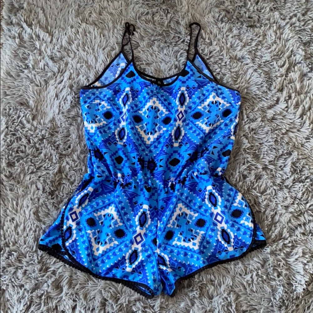 Deep Blue Geometric Romper